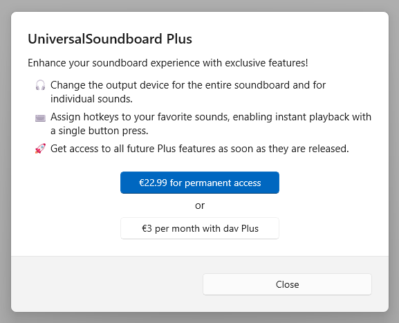 UniversalSoundboard 2.5: Multiple output devices & more pricing options